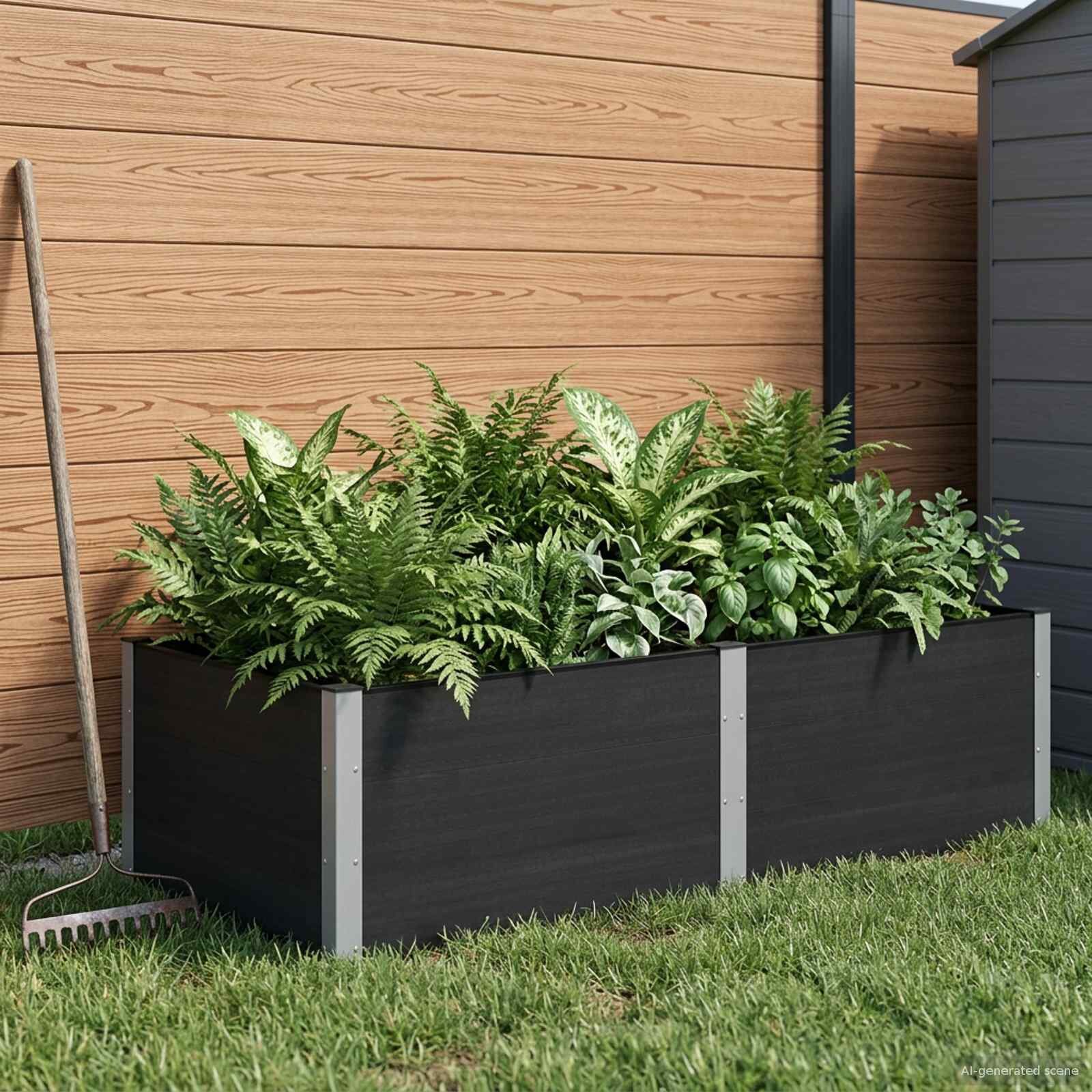 vidaXL Градинска повдигната леха Черно 200 x 100 x 54 cm
