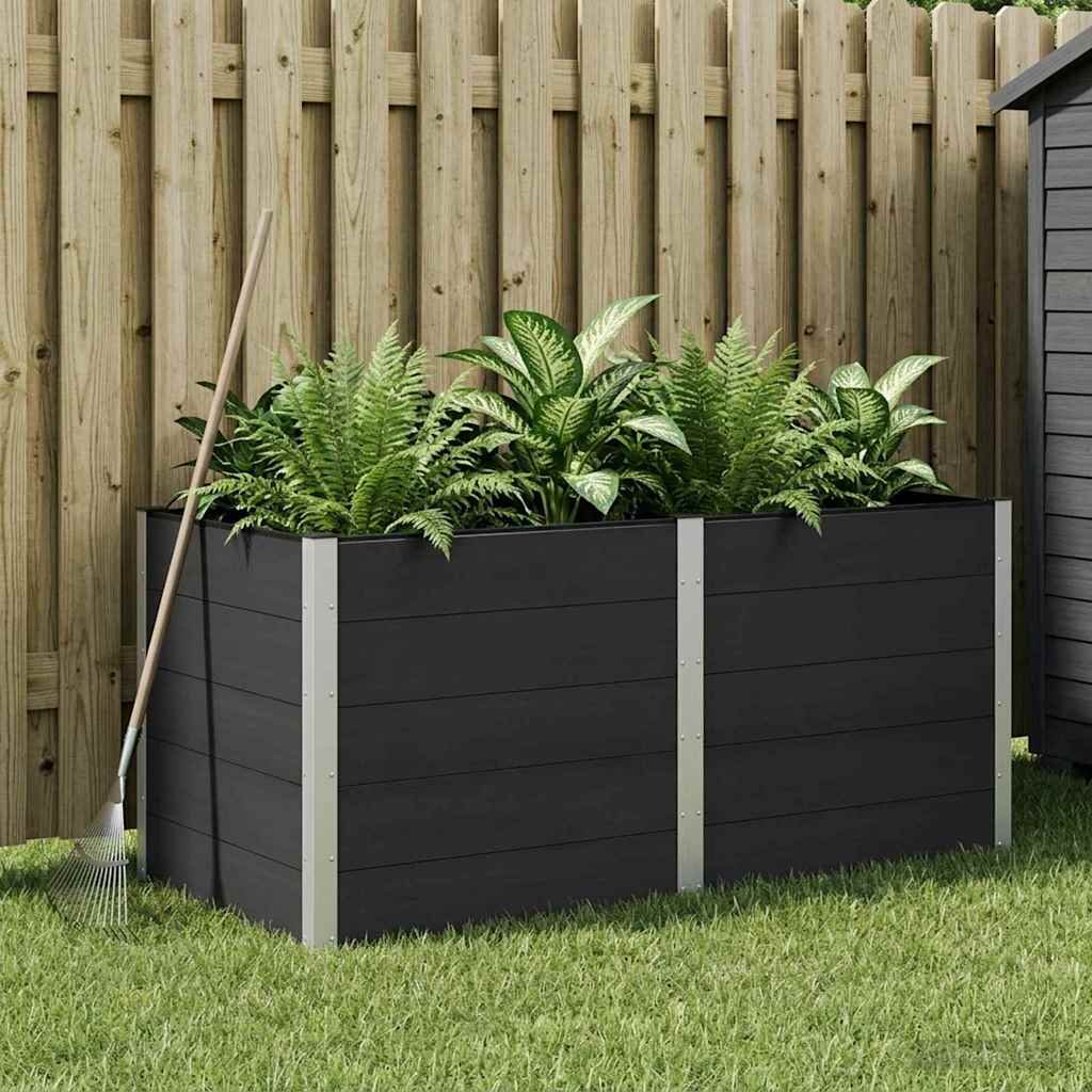 vidaXL Градинска повдигната леха Черно 200 x 100 x 91 см