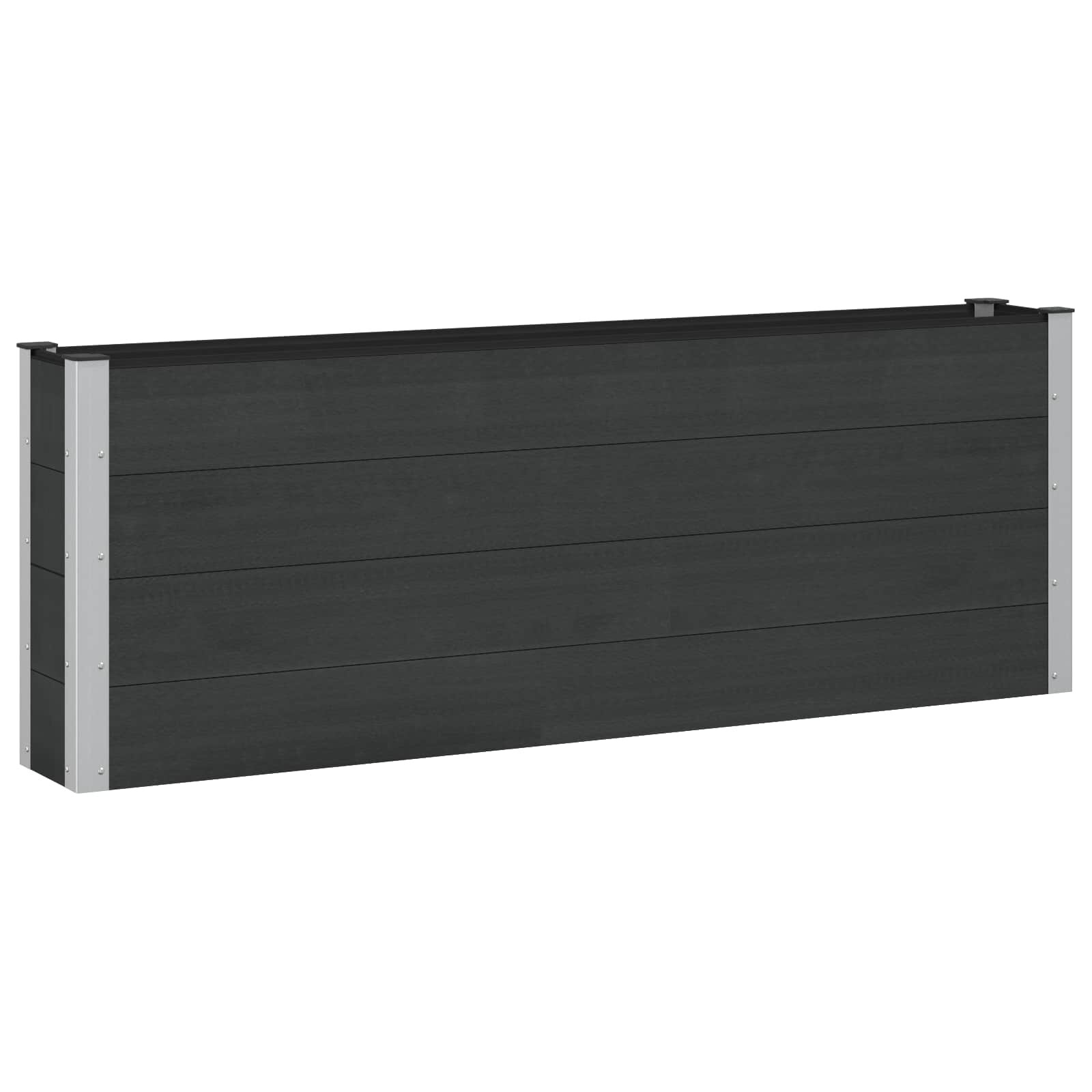 vidaXL Градинска повдигната леха Черно 200 x 30 x 72 см WPC и алуминий