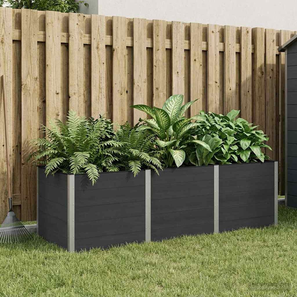 vidaXL Градинска повдигната леха Черно 300 x 100 x 91 cm