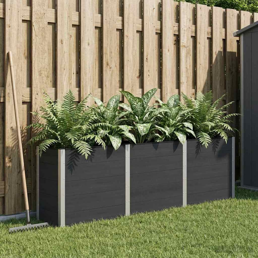 vidaXL Градинска повдигната леха Черно 300 x 50 x 91 cm WPC и алуминий