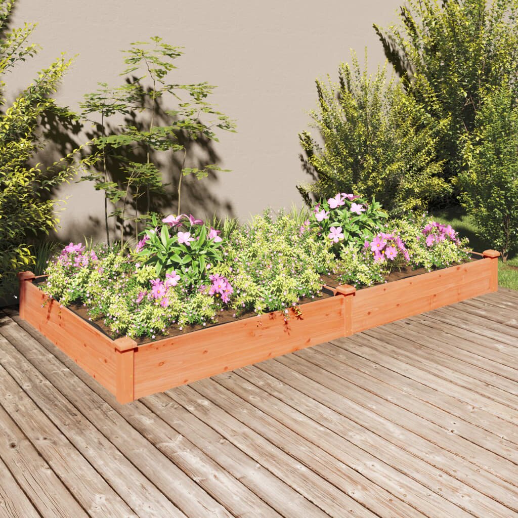 vidaXL Градинска повдигната леха с вложка кафяв 240x120x25см ела масив