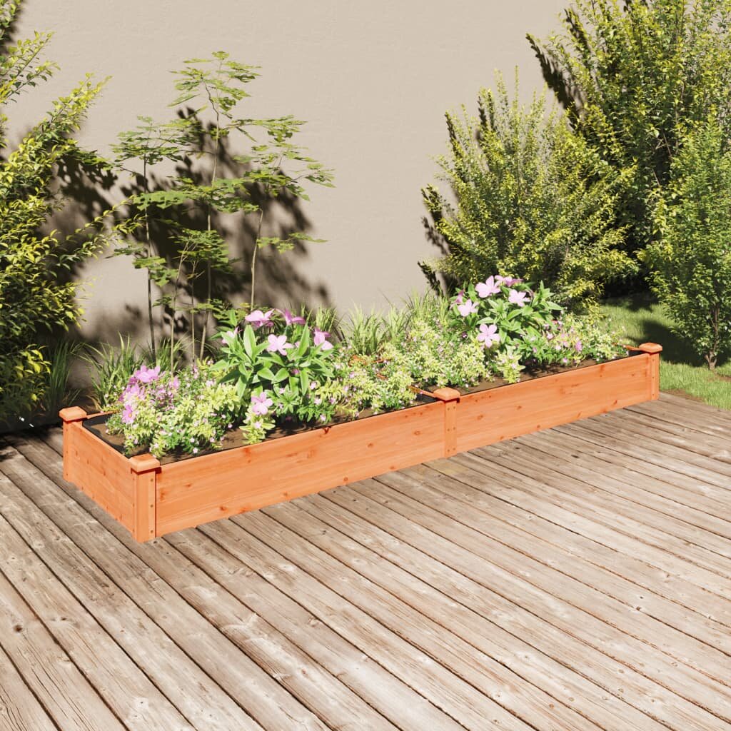 vidaXL Градинска повдигната леха с вложка кафяв 240x60x25 см ела масив