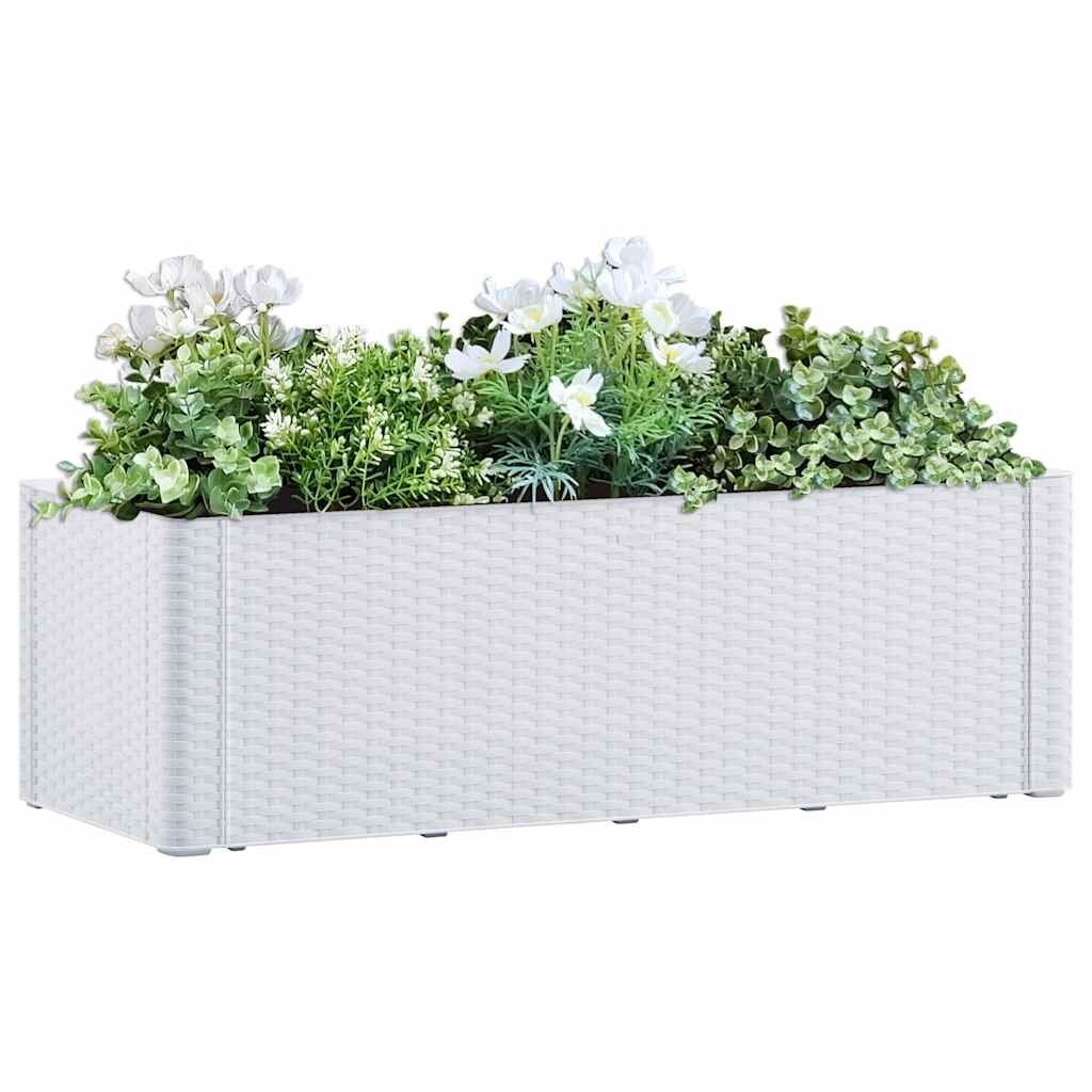 vidaXL Градинска повдигната леха самополивна бяла 100x43x33 см