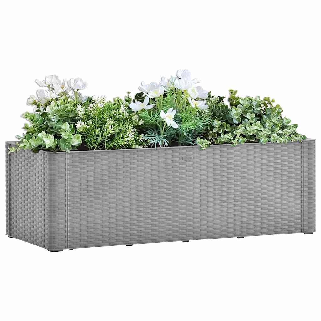 vidaXL Градинска повдигната леха самополивна сива 100x43x33 см