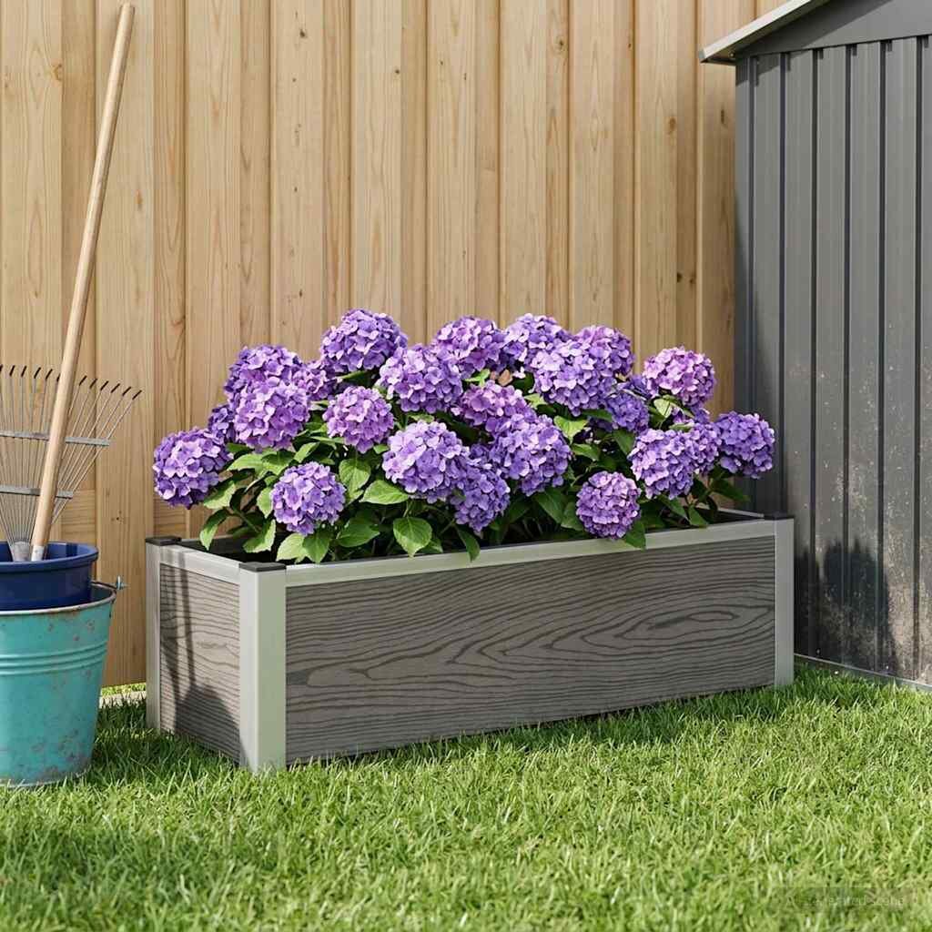 vidaXL Градинска повдигната леха Сиво 100 x 30 x 22 см WPC и алуминий