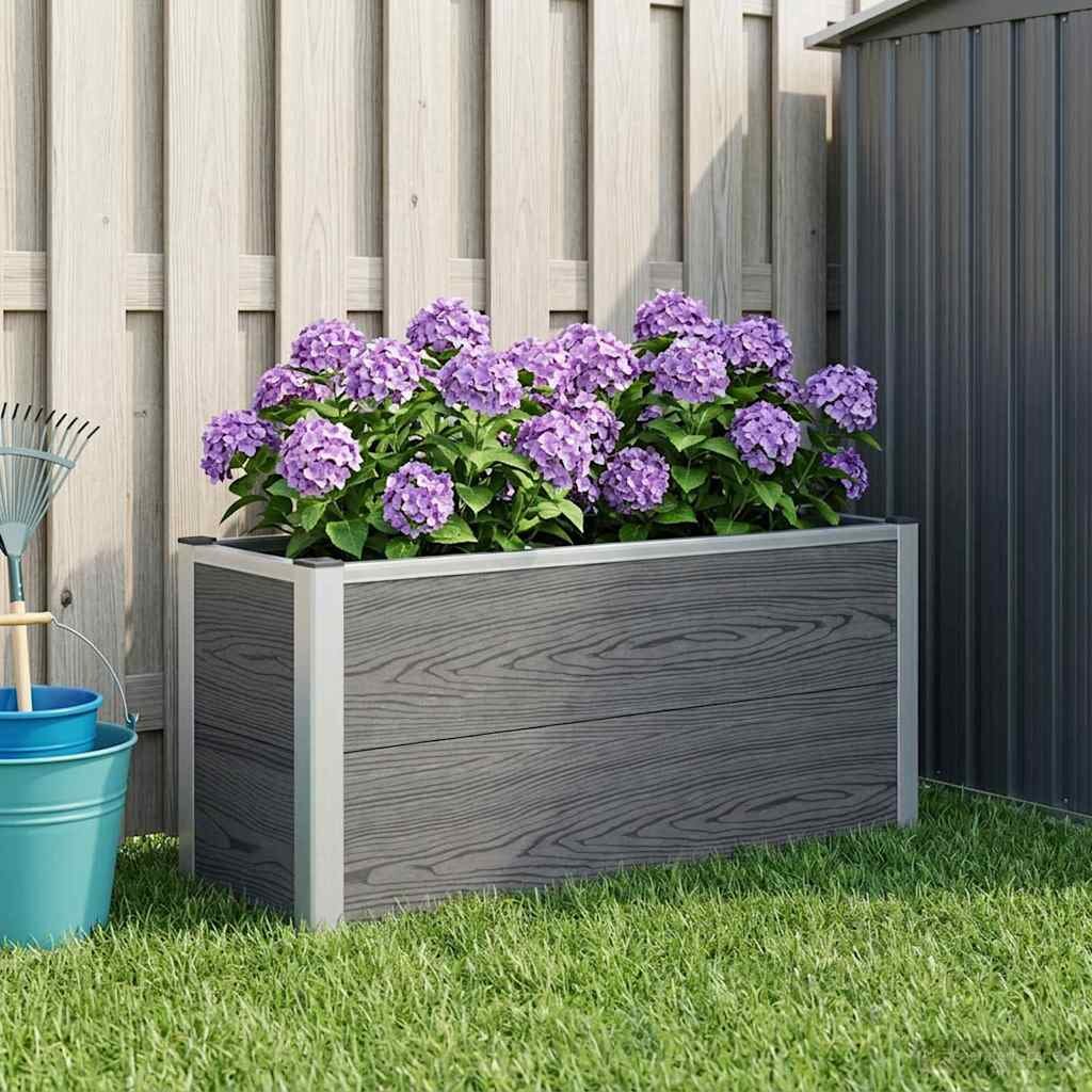 vidaXL Градинска повдигната леха Сиво 100 x 30 x 42 см WPC и алуминий