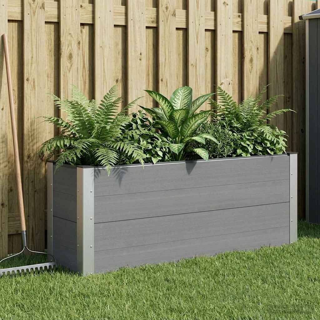 vidaXL Градинска повдигната леха Сиво 100 x 30 x 72 см WPC и алуминий