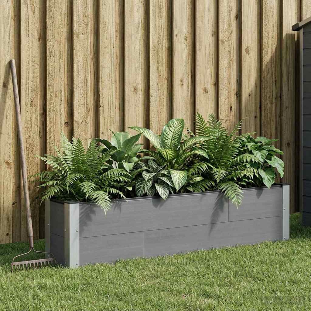 vidaXL Градинска повдигната леха Сиво 150 x 30 x 36 см WPC и алуминий