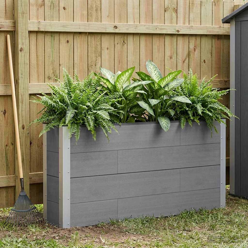 vidaXL Градинска повдигната леха Сиво 150 x 30 x 72 см WPC и алуминий
