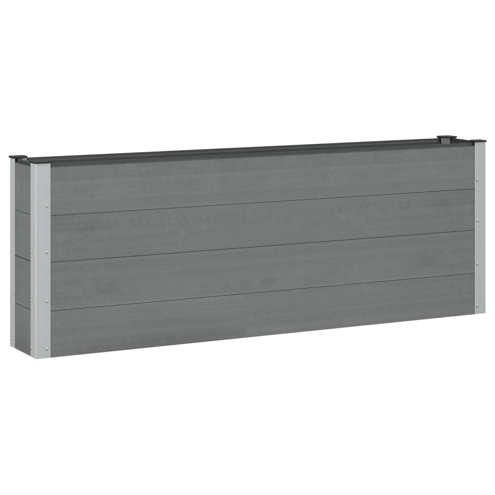 vidaXL Градинска повдигната леха Сиво 200 x 30 x 72 см WPC и алуминий