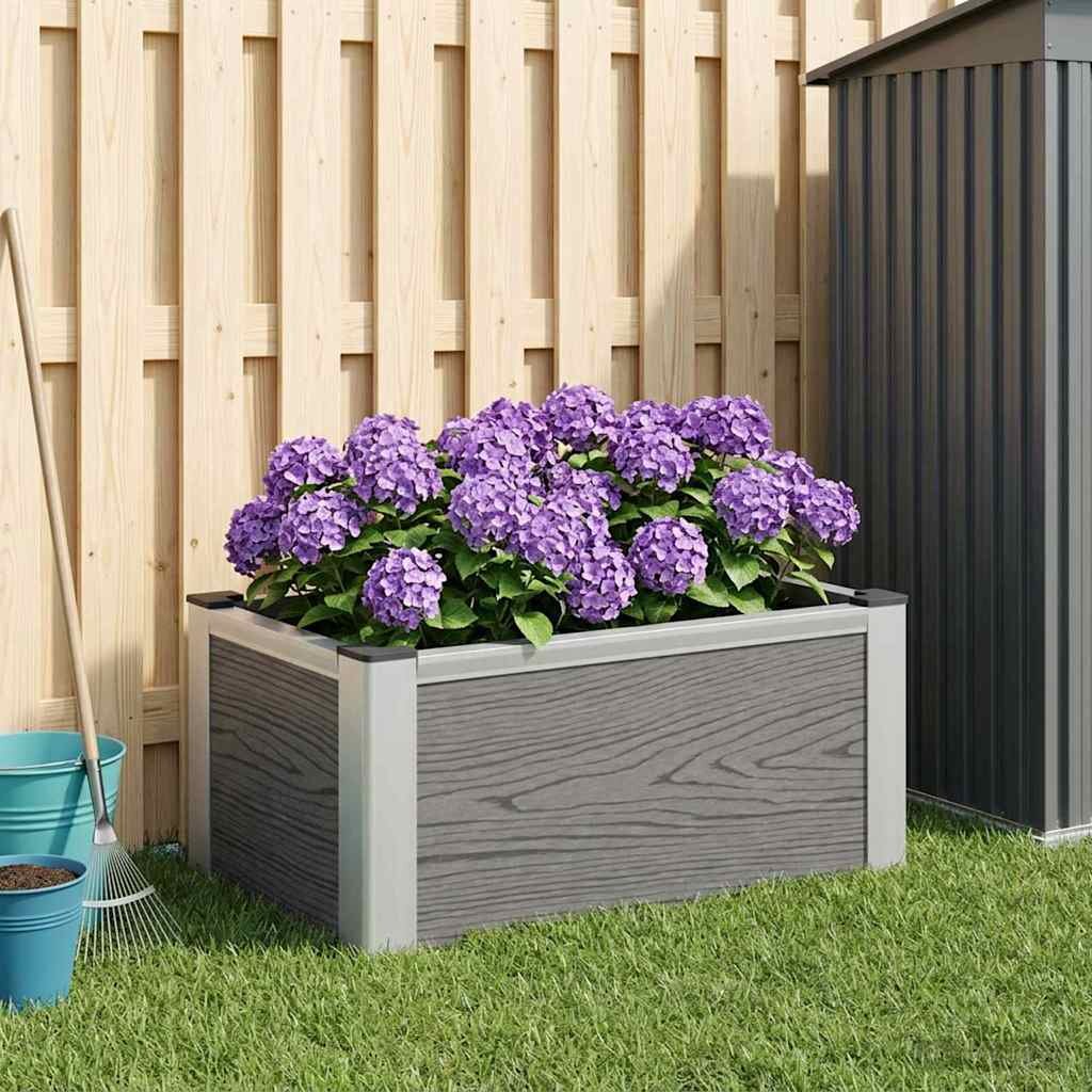 vidaXL Градинска повдигната леха Сиво 50 x 30 x 22 см WPC и алуминий