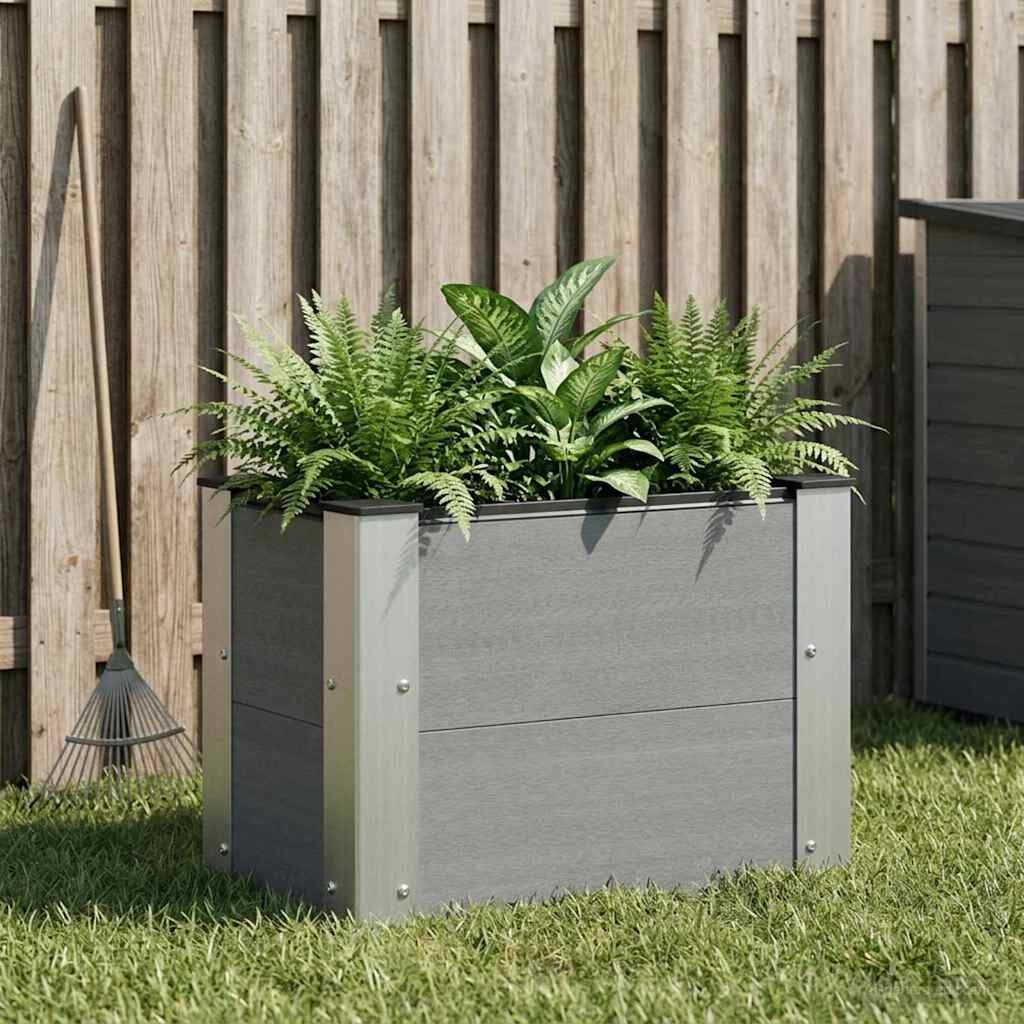 vidaXL Градинска повдигната леха Сиво 50 x 30 x 36 см WPC и алуминий