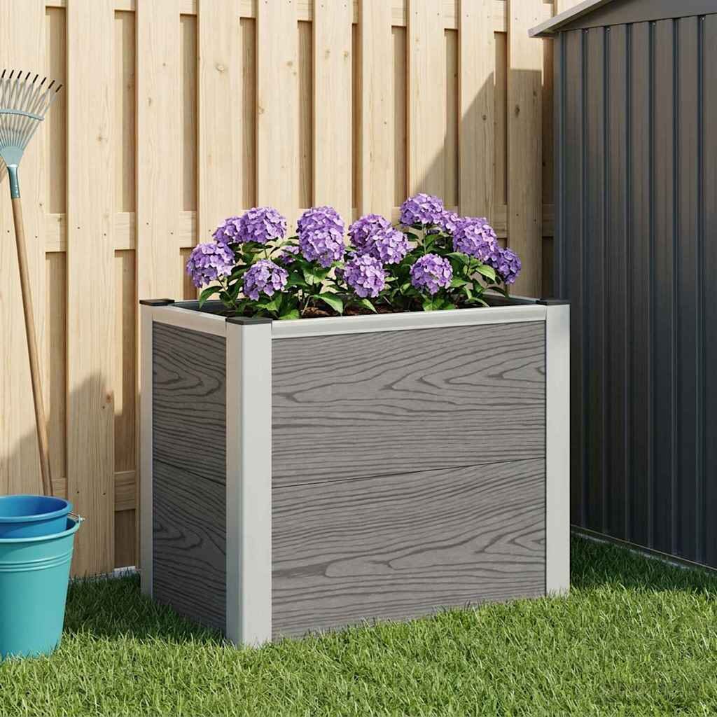 vidaXL Градинска повдигната леха Сиво 50 x 30 x 42 см WPC и алуминий