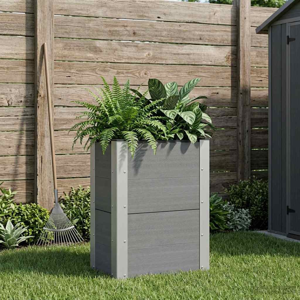 vidaXL Градинска повдигната леха Сиво 50 x 30 x 72 см WPC и алуминий