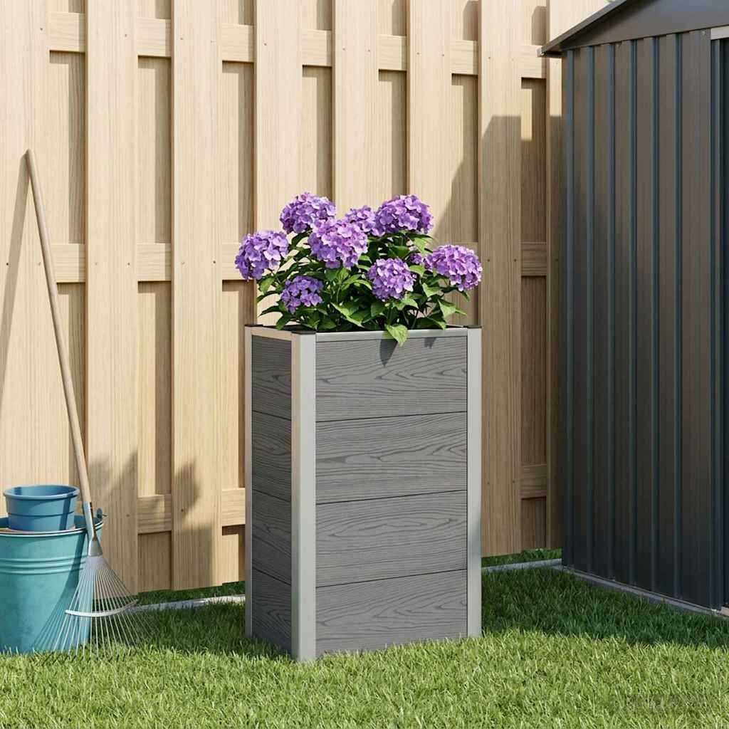 vidaXL Градинска повдигната леха Сиво 50 x 30 x 82 см WPC и алуминий