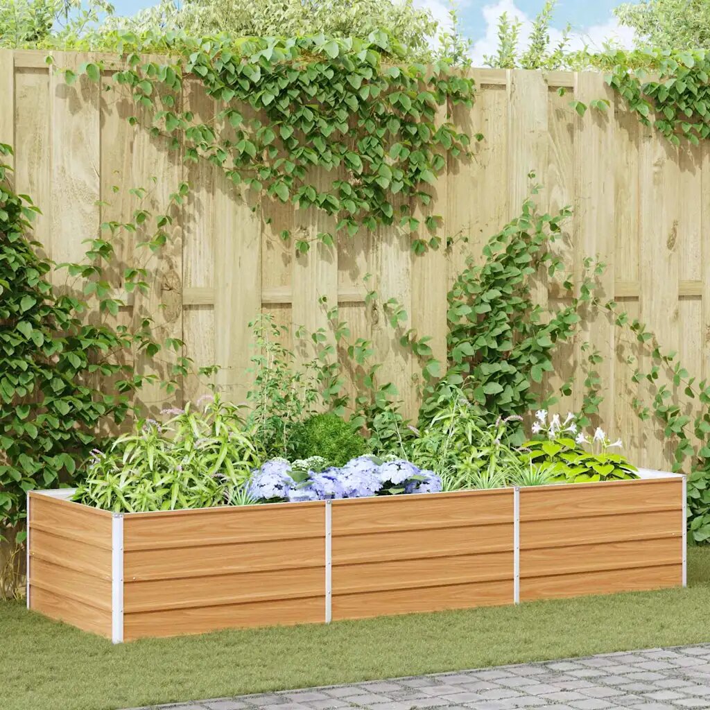 vidaXL Градинска повдигната леха Светло кафяво 240 x 80 x 45 cm