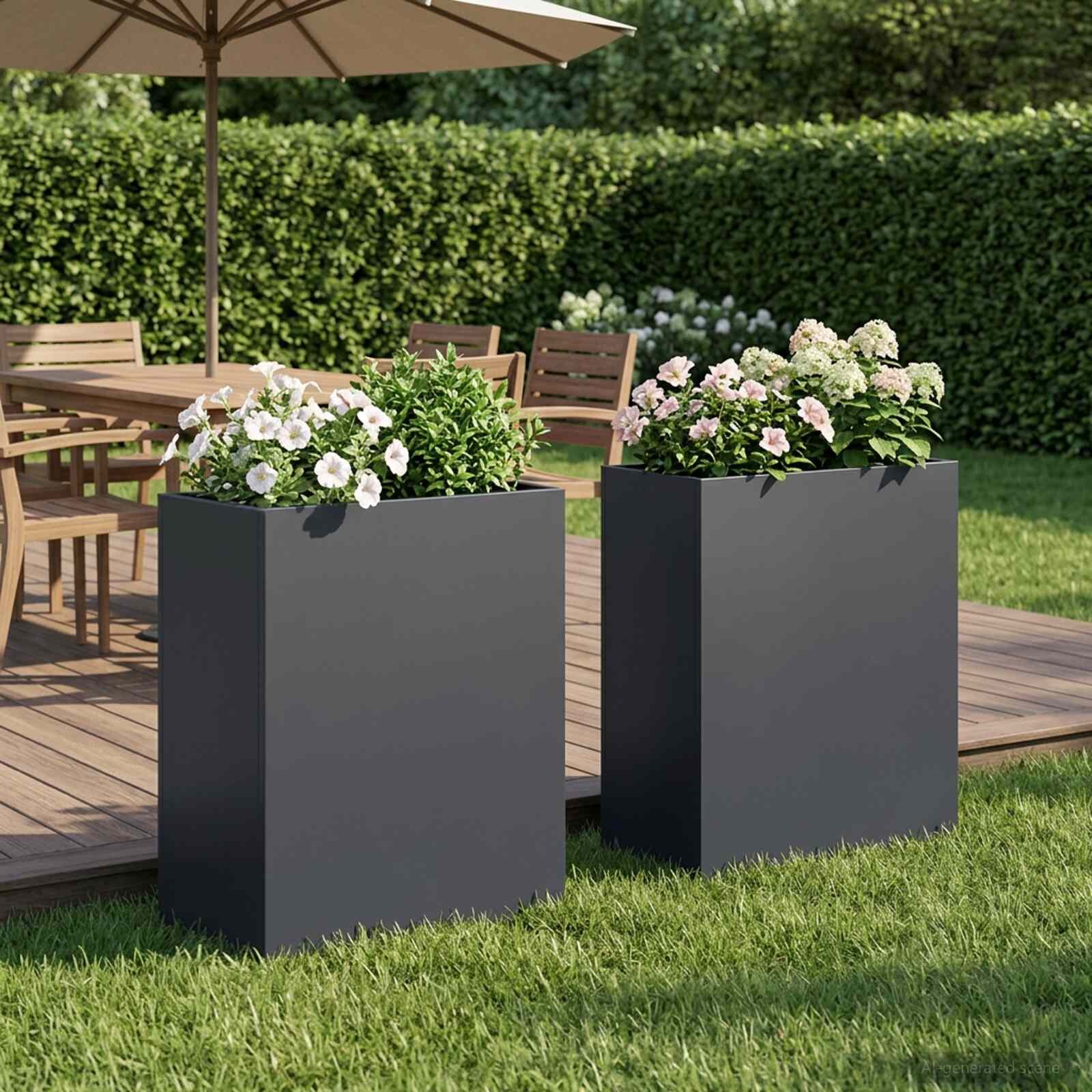 vidaXL Градинска саксия 2 бр. Антрацит 40 x 20 x 50 см