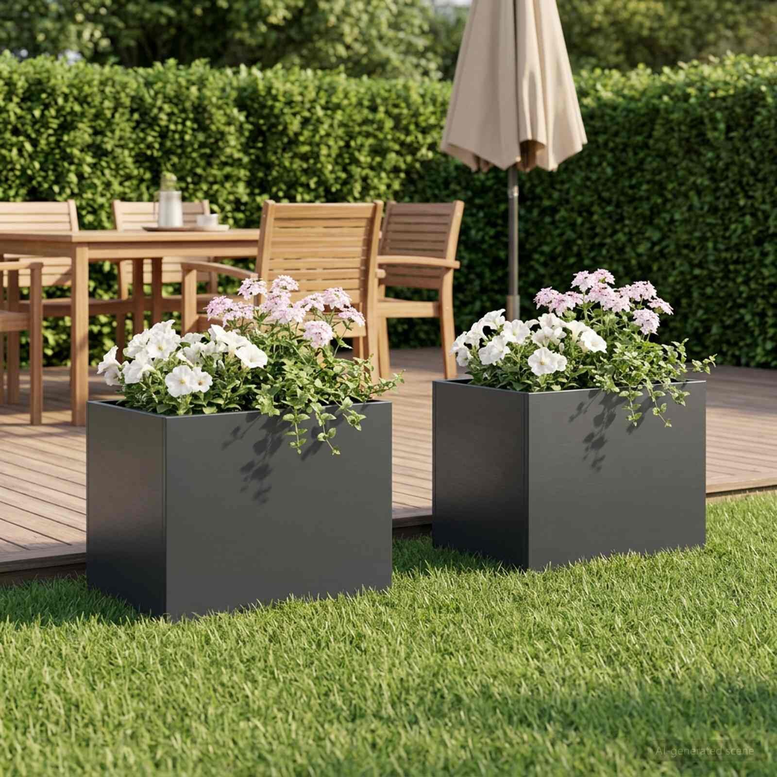 vidaXL Градинска саксия 2 бр. Антрацит 40 x 30 x 30 см