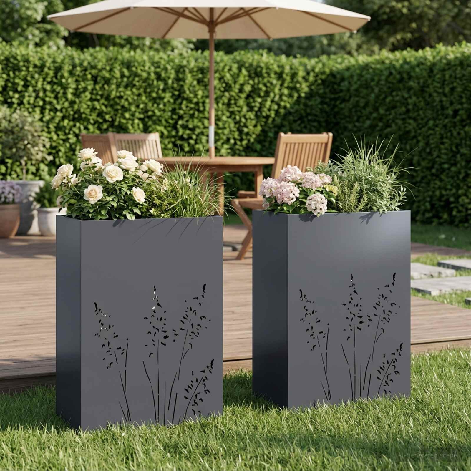 vidaXL Градинска саксия 2 бр. Антрацит 50 x 30 x 75 см