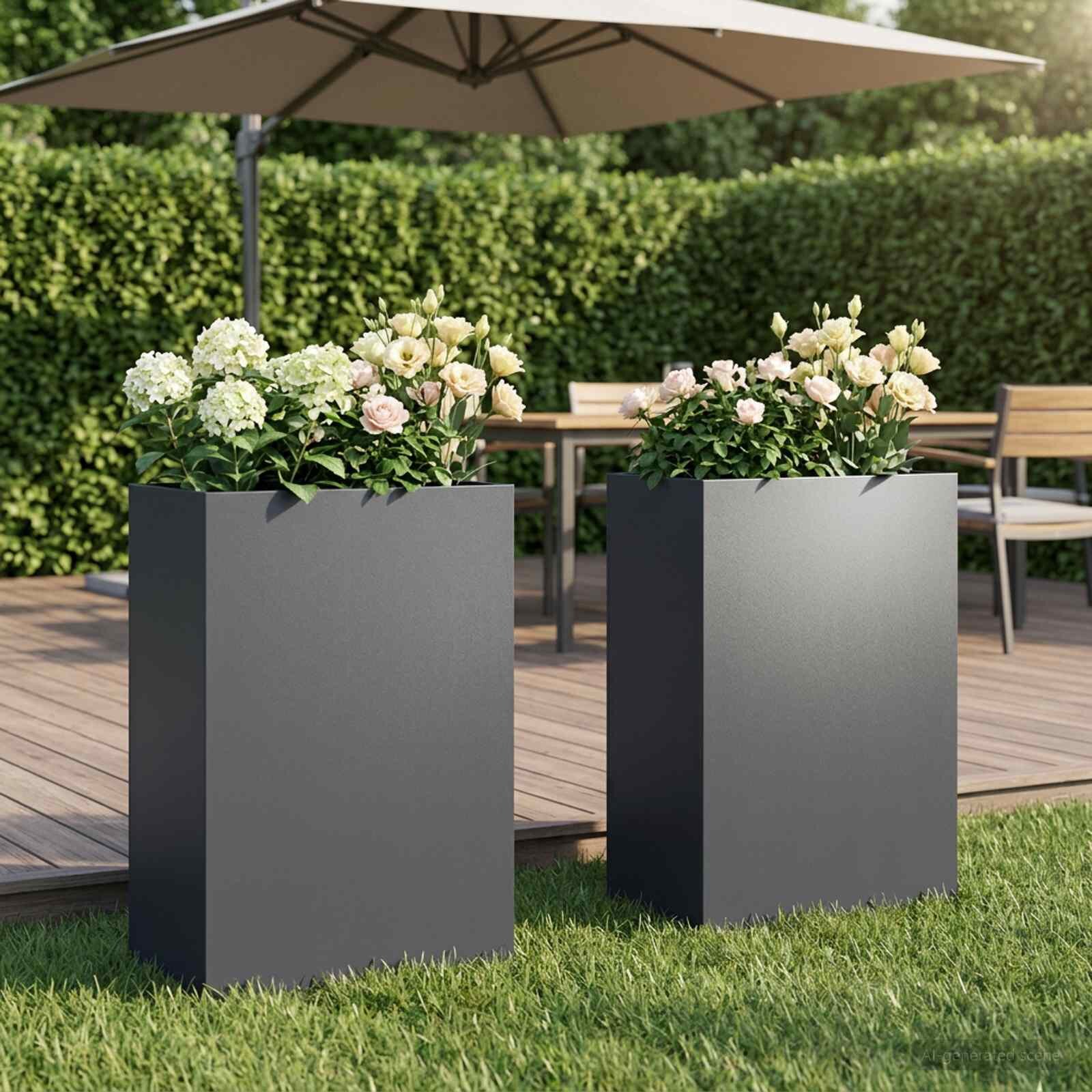vidaXL Градинска саксия 2 бр. Антрацит 50 x 40 x 75 см