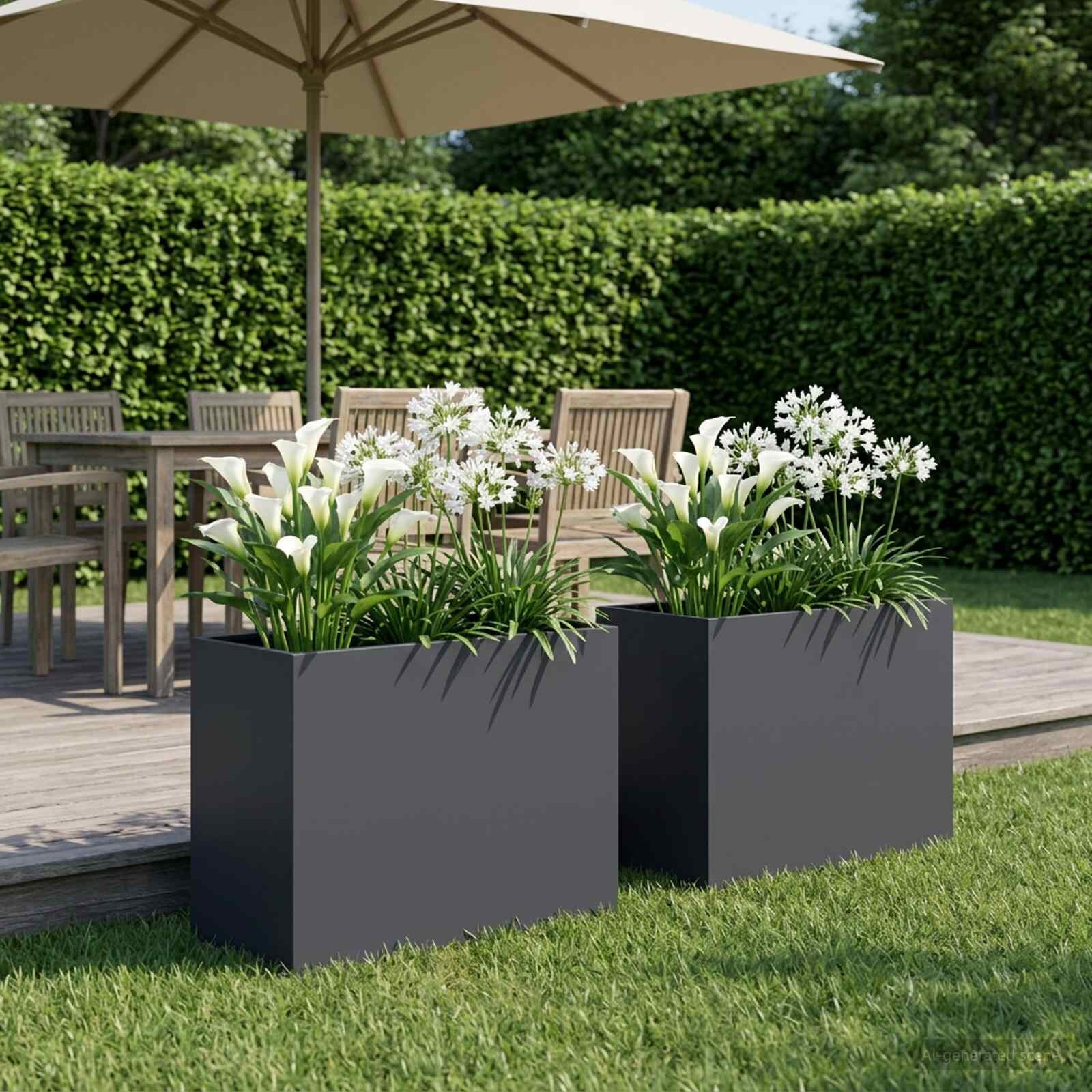vidaXL Градинска саксия 2 бр. Антрацит 60 x 30 x 50 см