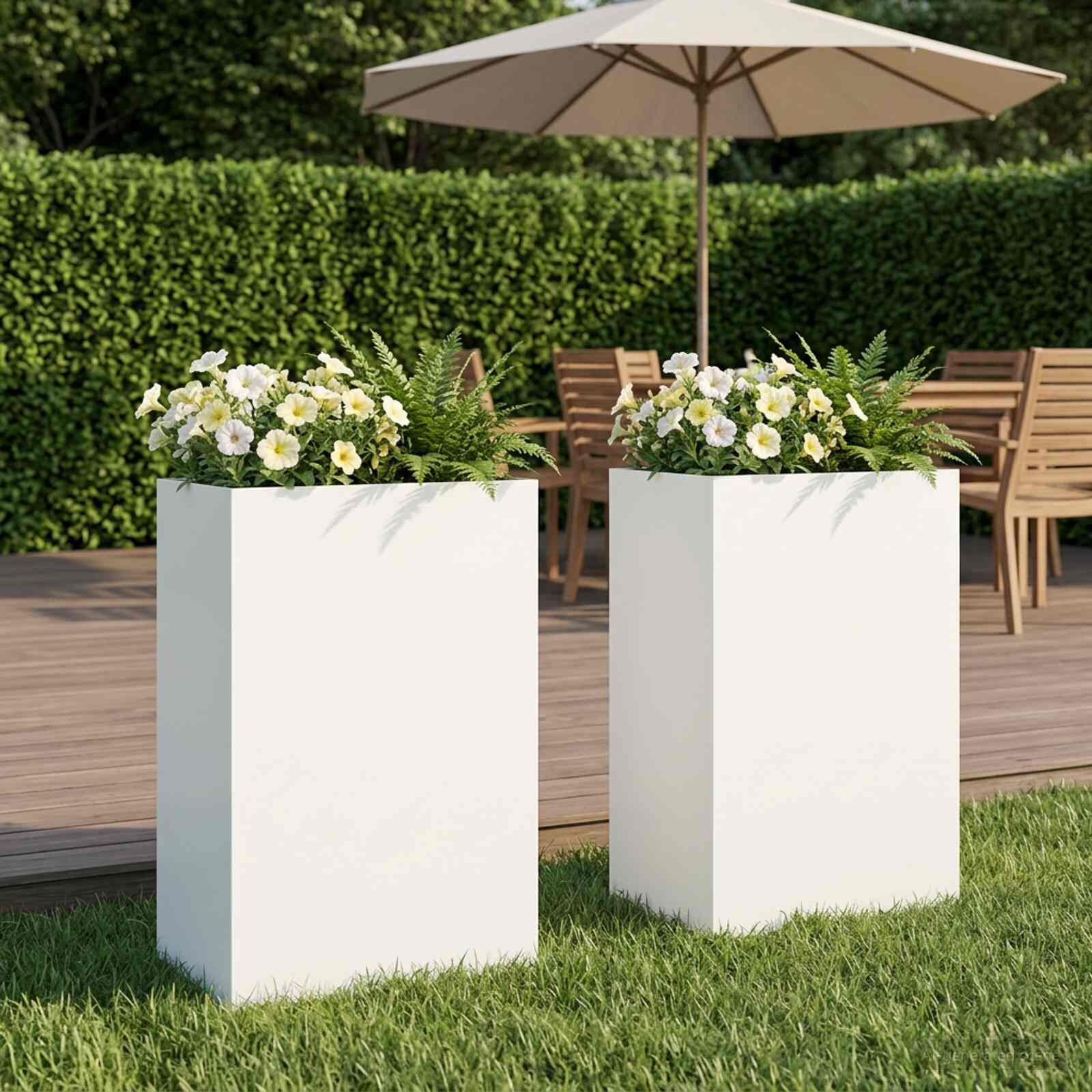 vidaXL Градинска саксия 2 бр. Бяло 50 x 40 x 75 см