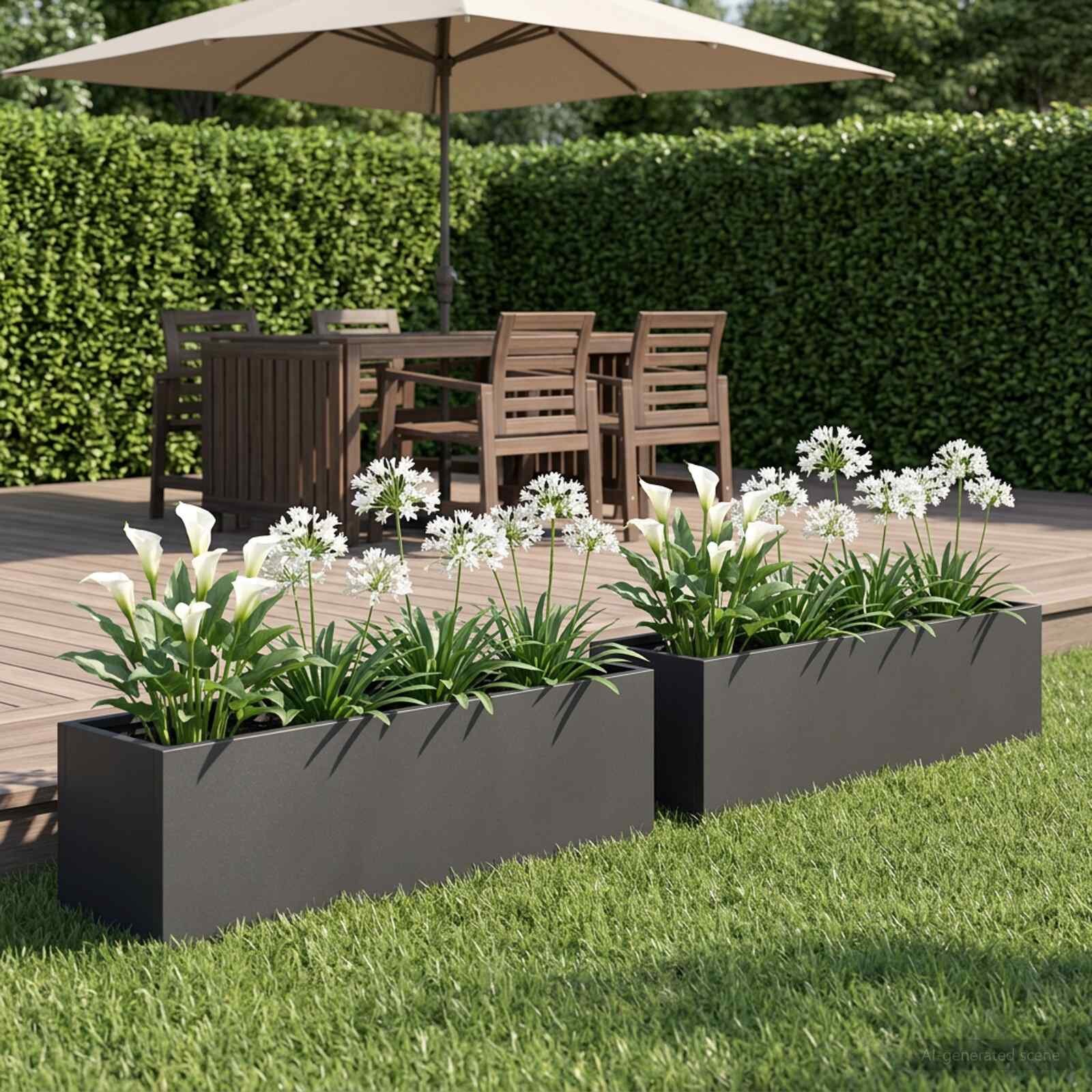 vidaXL Градинска саксия 2 бр. Черно 100 x 20 x 20 см