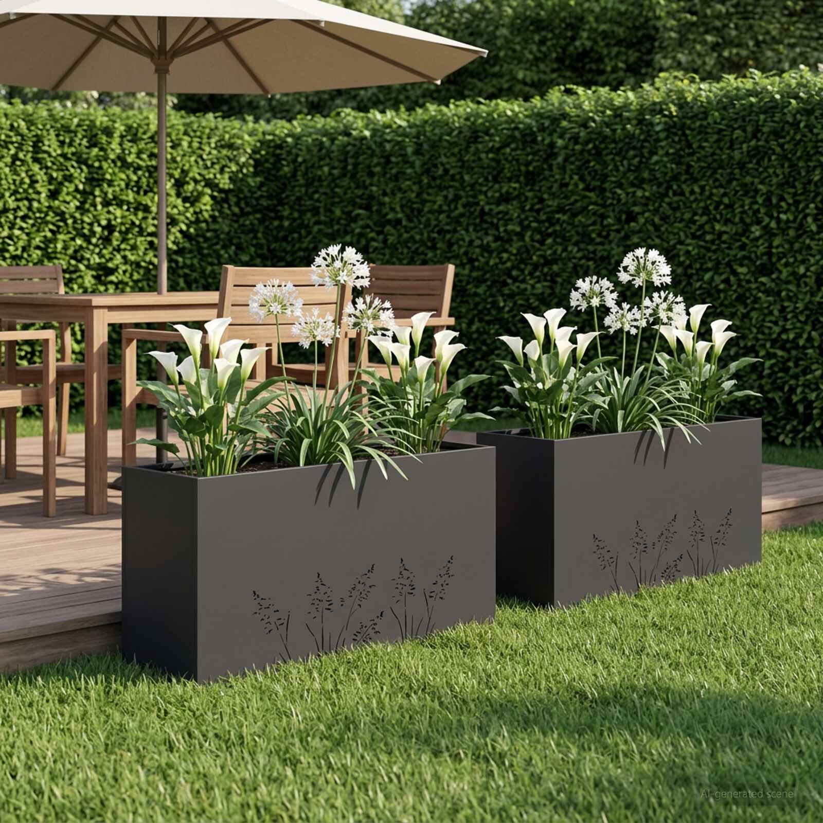 vidaXL Градинска саксия 2 бр. Черно 100 x 30 x 49 см