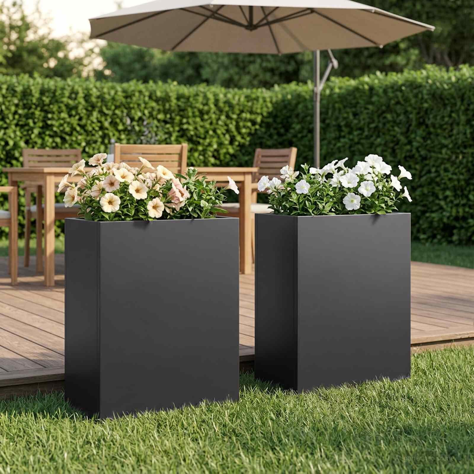 vidaXL Градинска саксия 2 бр. Черно 40 x 20 x 50 см