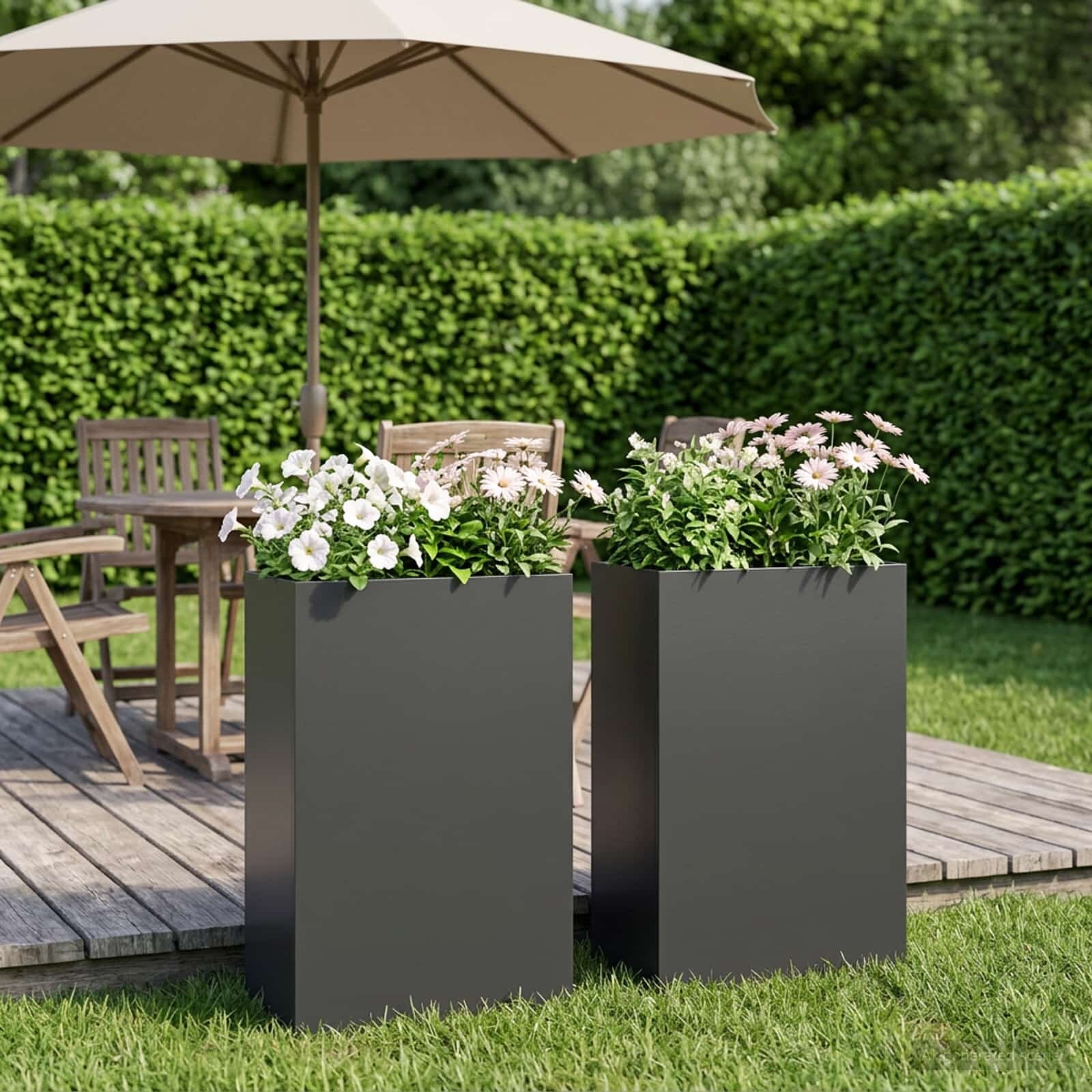 vidaXL Градинска саксия 2 бр. Черно 40 x 20 x 75 см
