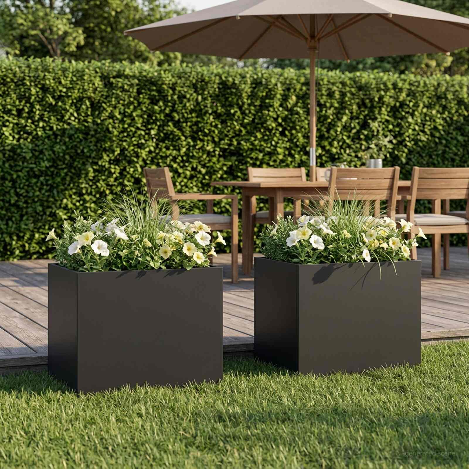 vidaXL Градинска саксия 2 бр. Черно 40 x 30 x 30 см