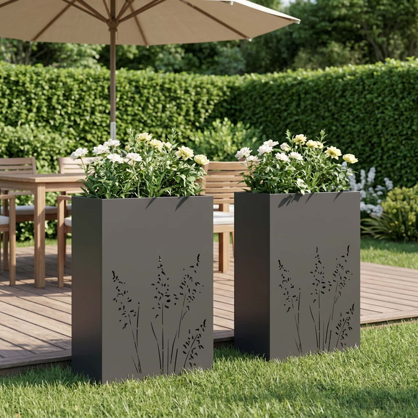 vidaXL Градинска саксия 2 бр. Черно 50 x 30 x 75 см