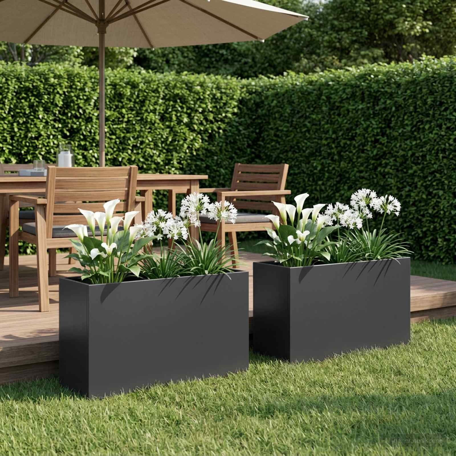 vidaXL Градинска саксия 2 бр. Черно 80 x 30 x 50 см