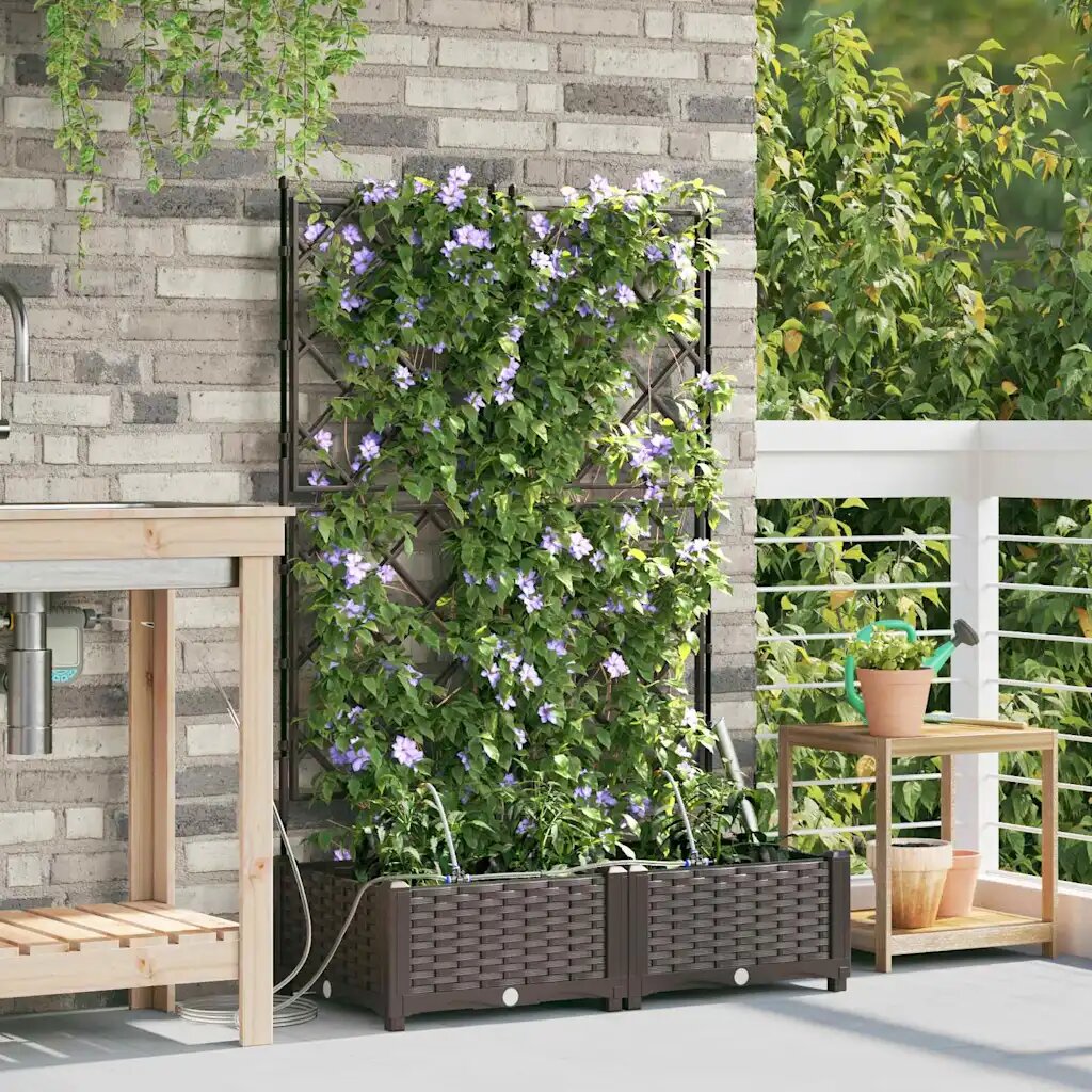 vidaXL Градинска саксия 2 бр. Кафяво 80 x 40 x 126 см ПП
