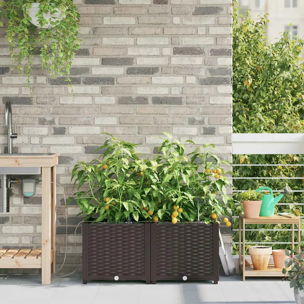 vidaXL Градинска саксия 2 бр. Кафяво 80 x 40 x 375 см ПП