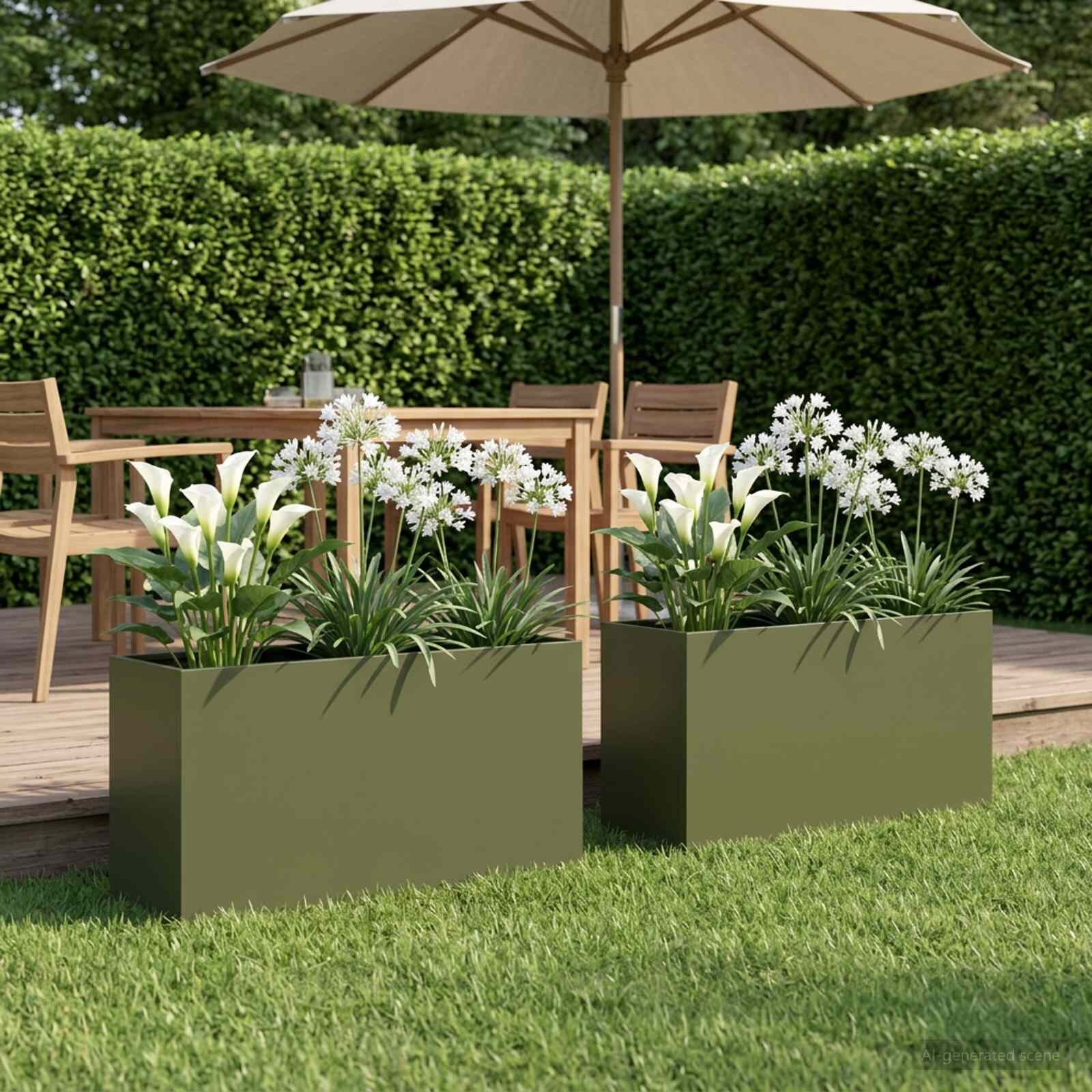 vidaXL Градинска саксия 2 бр. Маслиненозелено 100 x 30 x 40 см