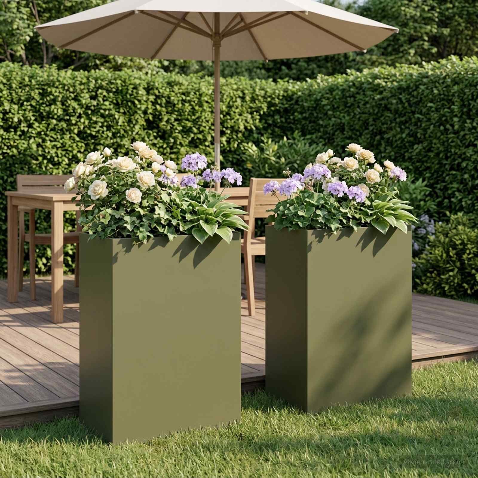 vidaXL Градинска саксия 2 бр. Маслиненозелено 50 x 30 x 75 см