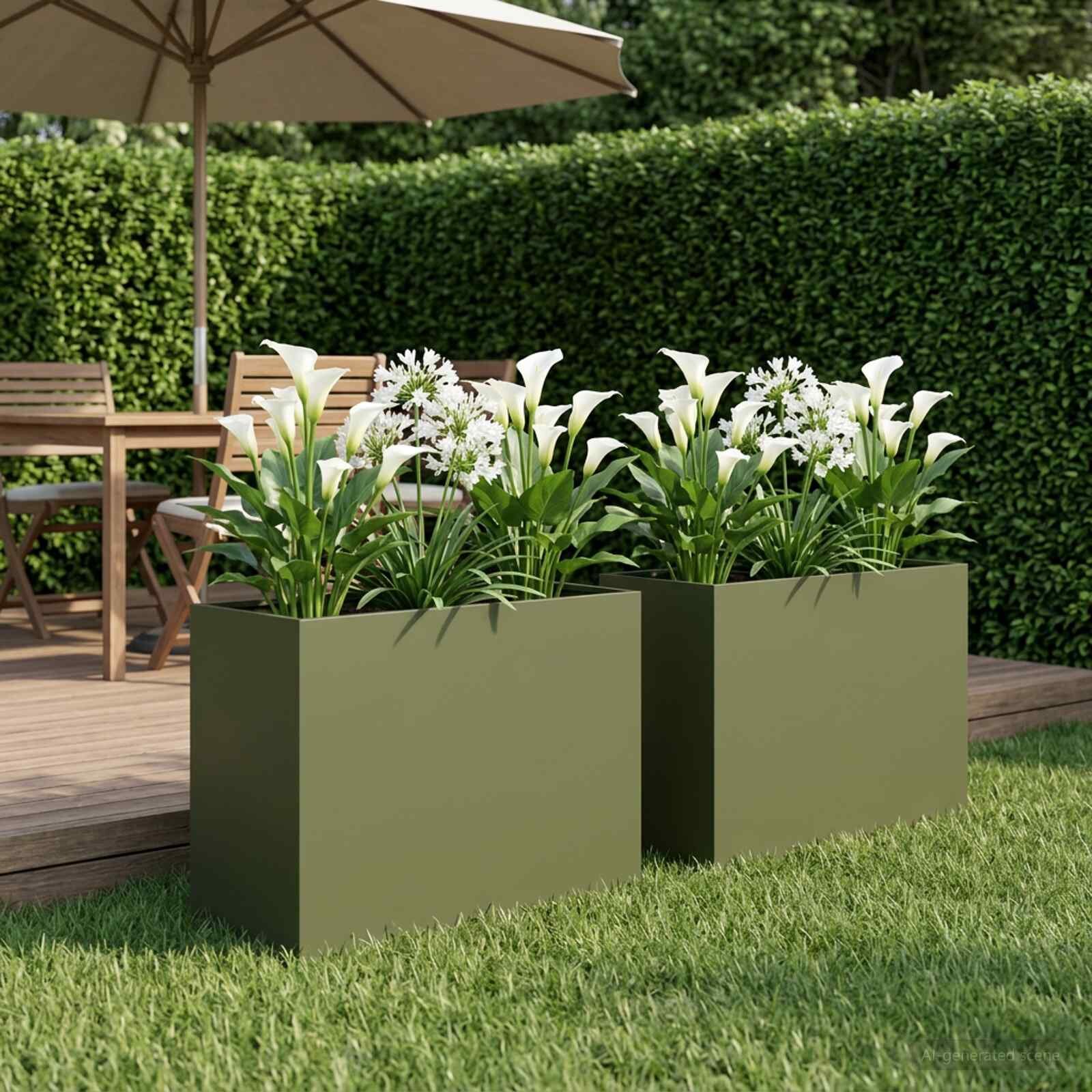 vidaXL Градинска саксия 2 бр. Маслиненозелено 60 x 30 x 50 см