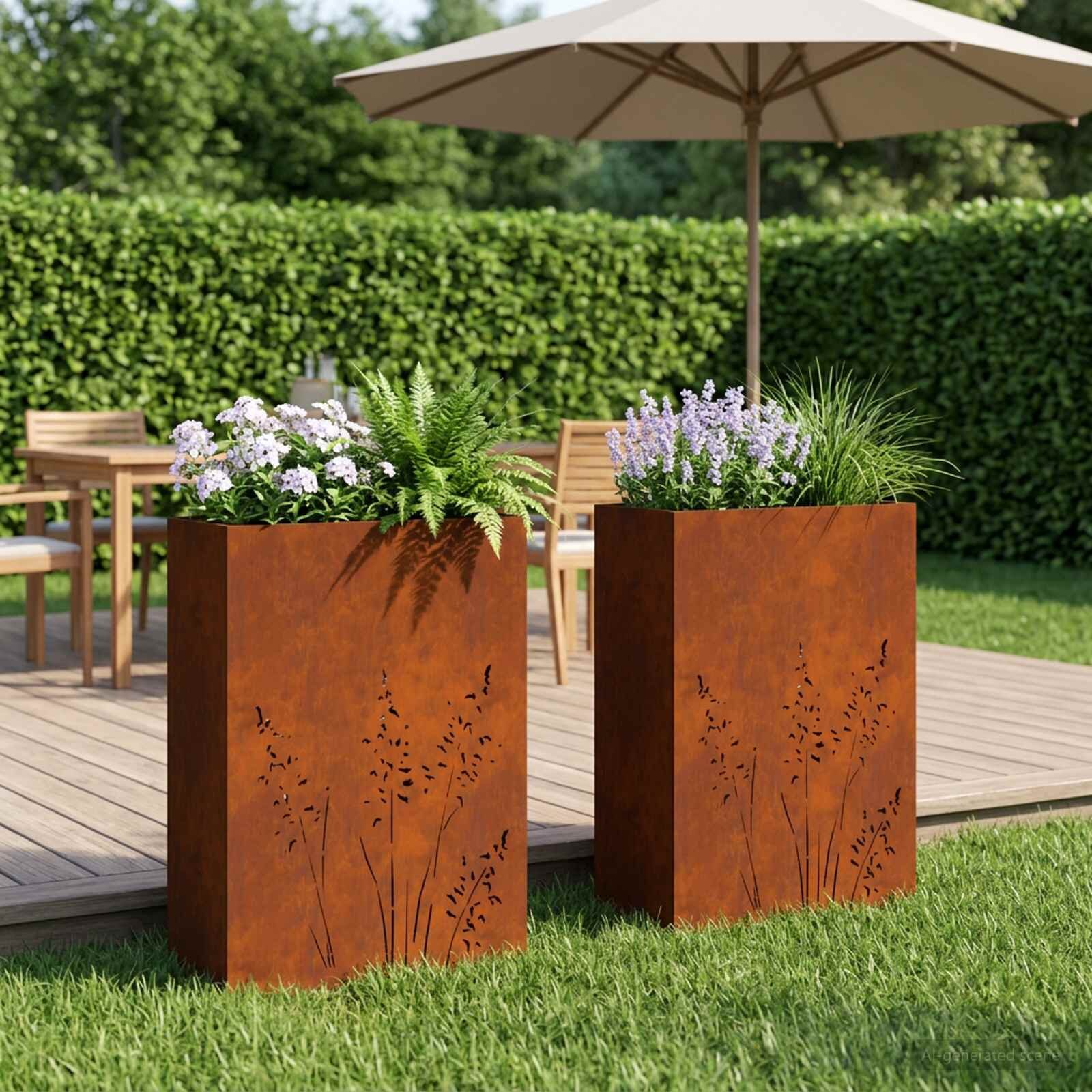 vidaXL Градинска саксия 2 бр. Ръждясало 50 x 30 x 75 см