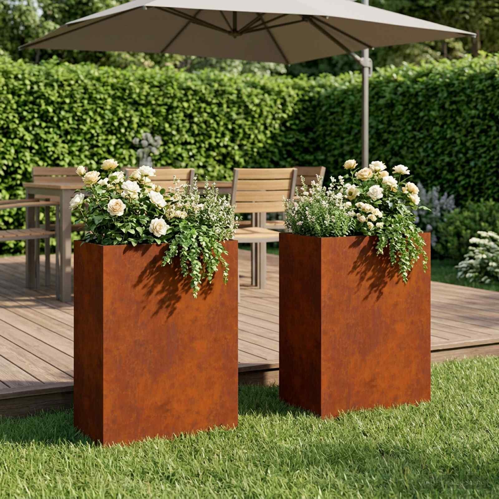 vidaXL Градинска саксия 2 бр. Ръждясало 50 x 30 x 75 см