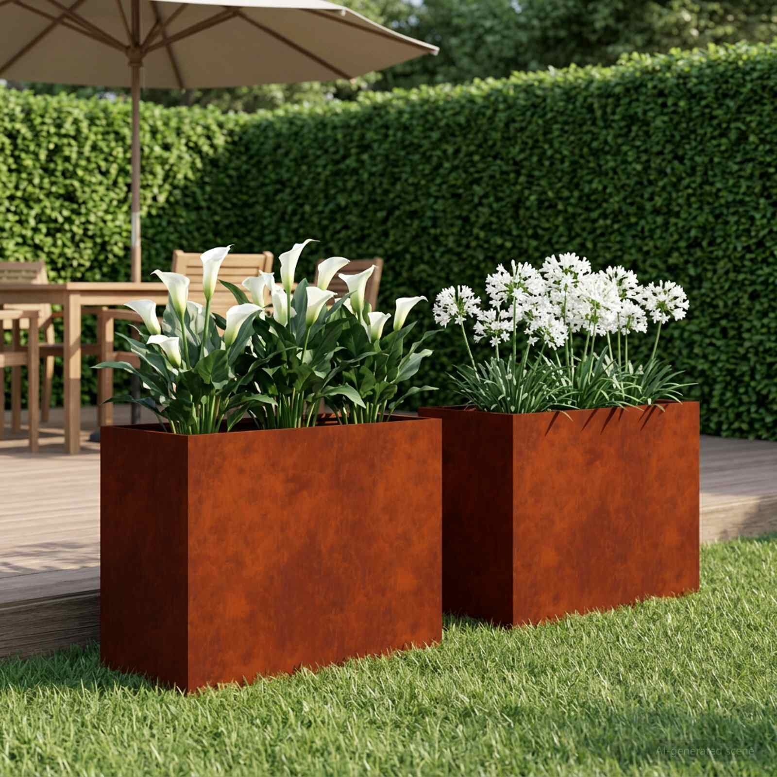 vidaXL Градинска саксия 2 бр. Ръждясало 60 x 30 x 50 см
