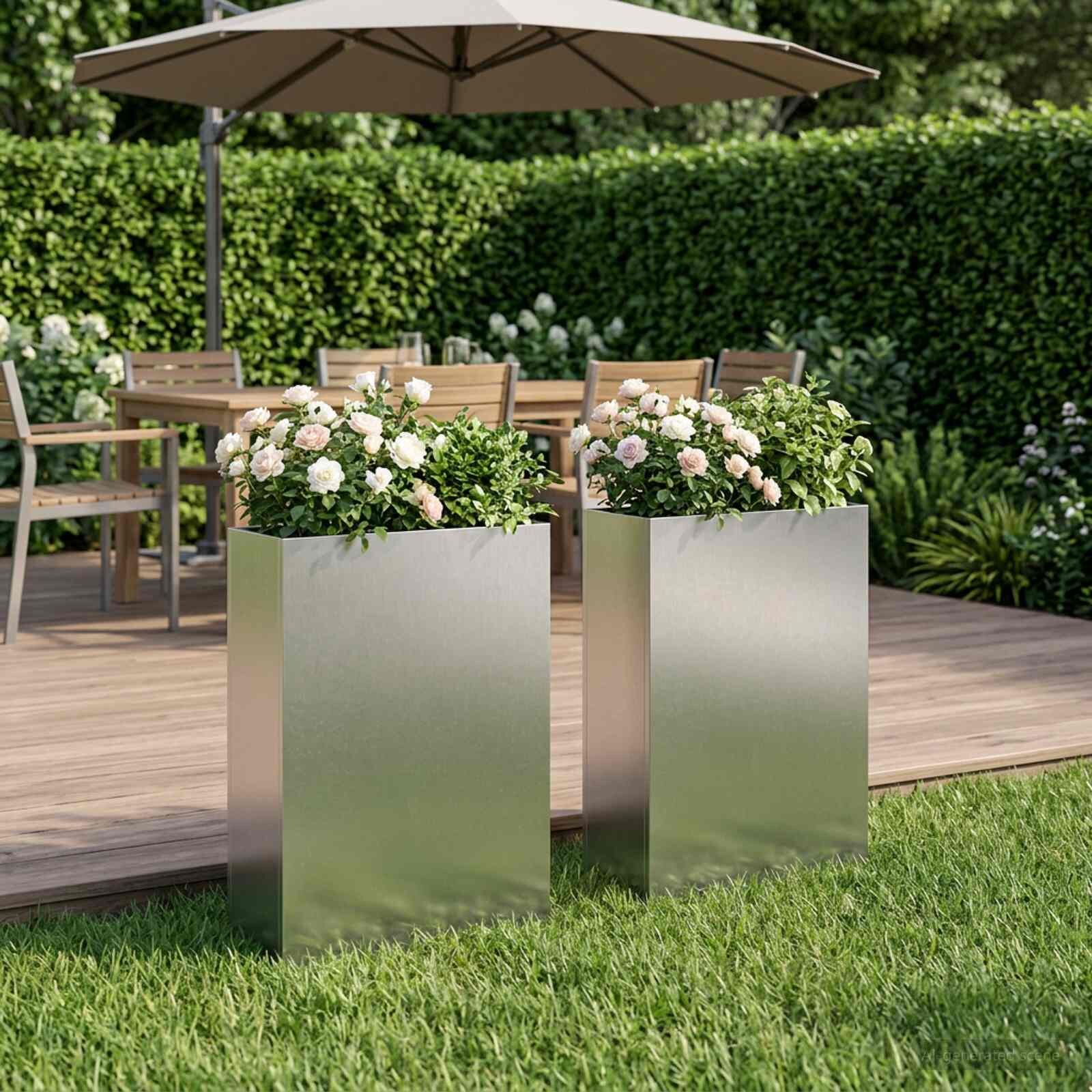 vidaXL Градинска саксия 2 бр. Сребристо 40 x 20 x 75 см