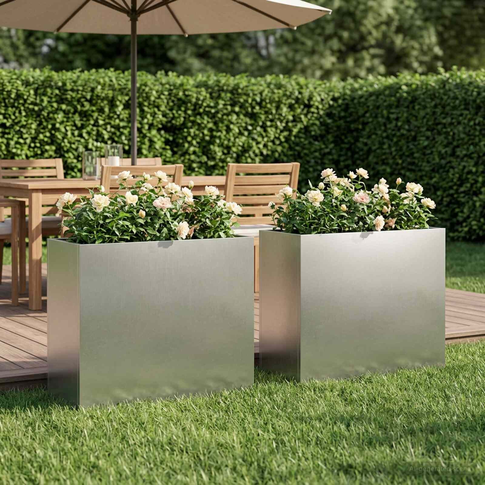 vidaXL Градинска саксия 2 бр. Сребристо 50 x 20 x 40 см