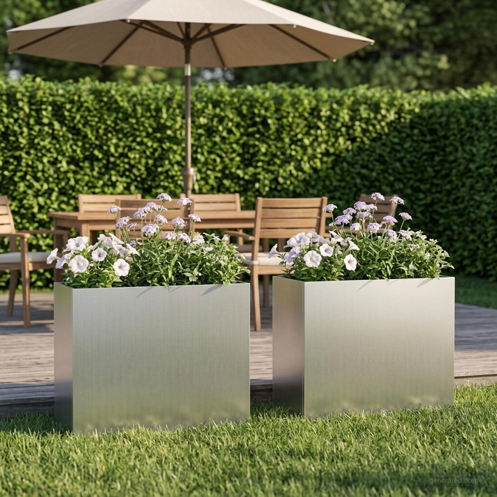 vidaXL Градинска саксия 2 бр. Сребристо 50 x 20 x 40 см