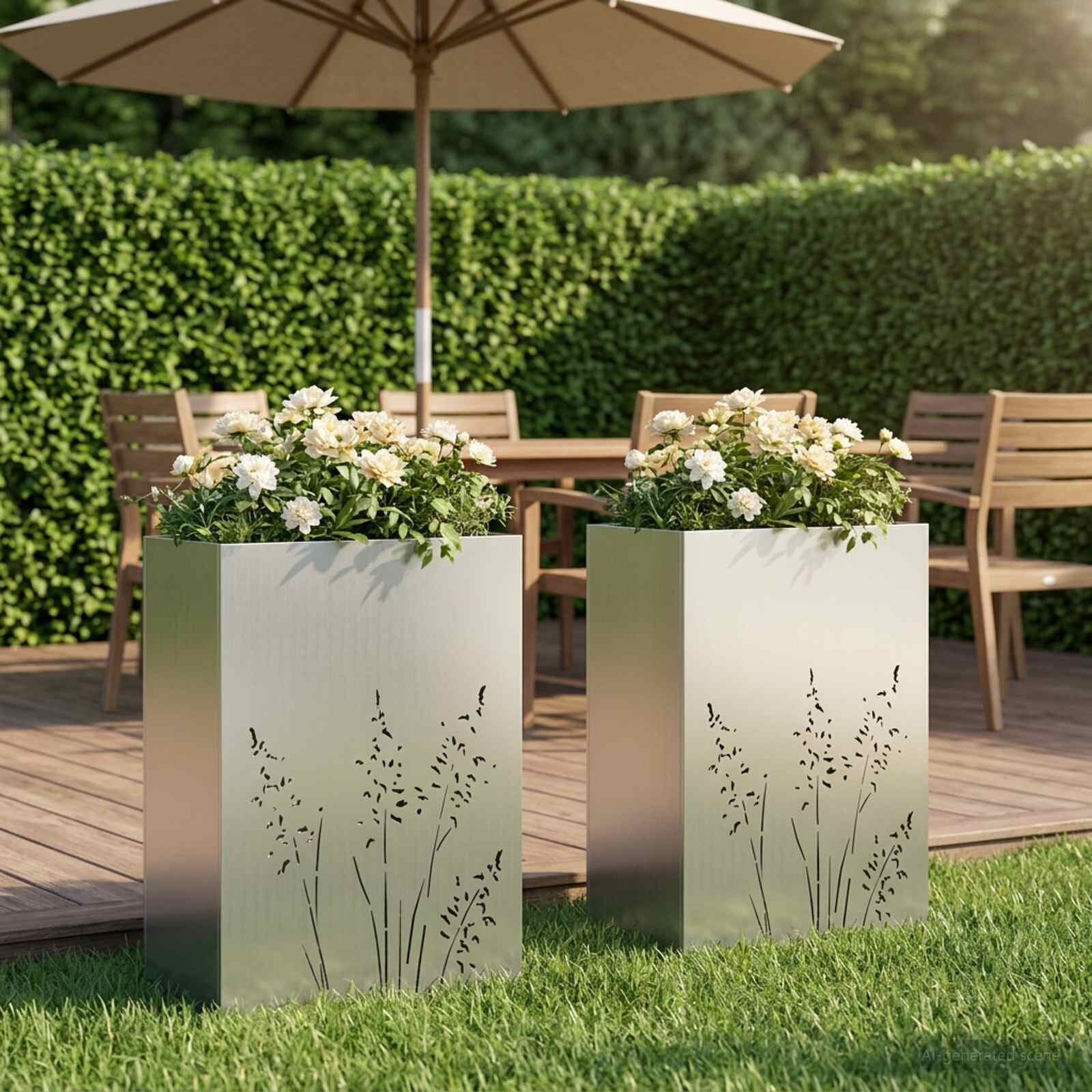 vidaXL Градинска саксия 2 бр. Сребристо 50 x 30 x 75 см