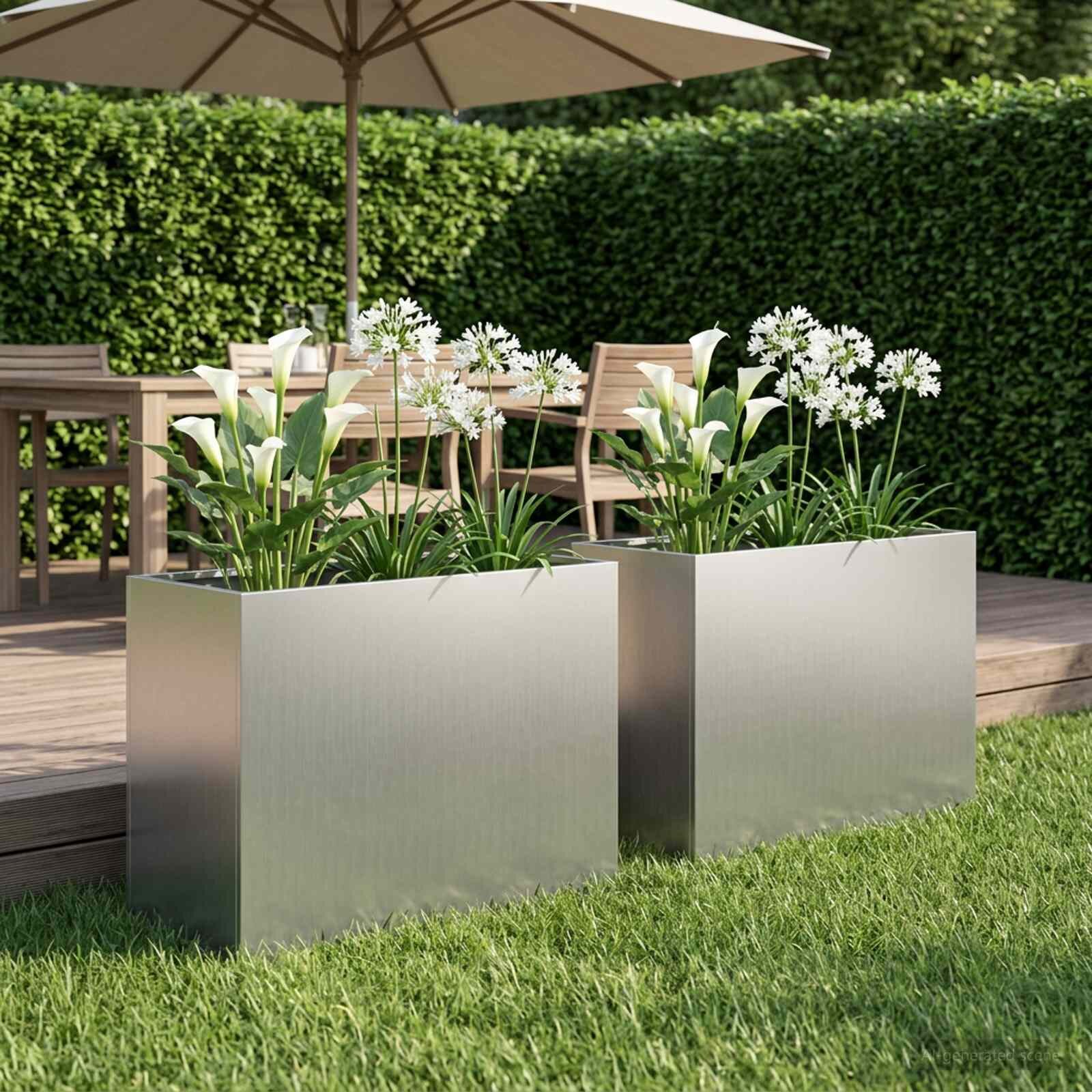 vidaXL Градинска саксия 2 бр. Сребристо 60 x 30 x 40 см