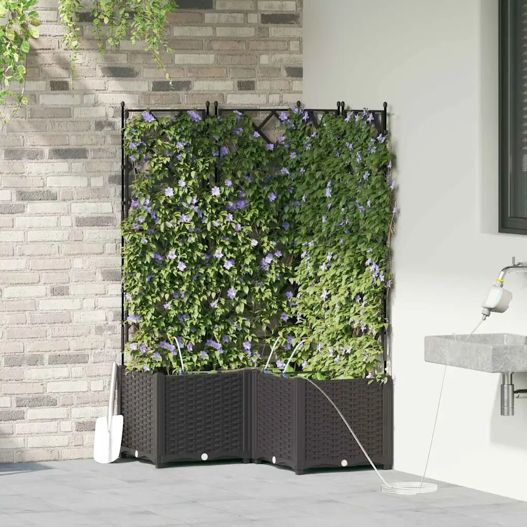 vidaXL Градинска саксия 3 бр. Черно 80 x 80 x 142 см ПП