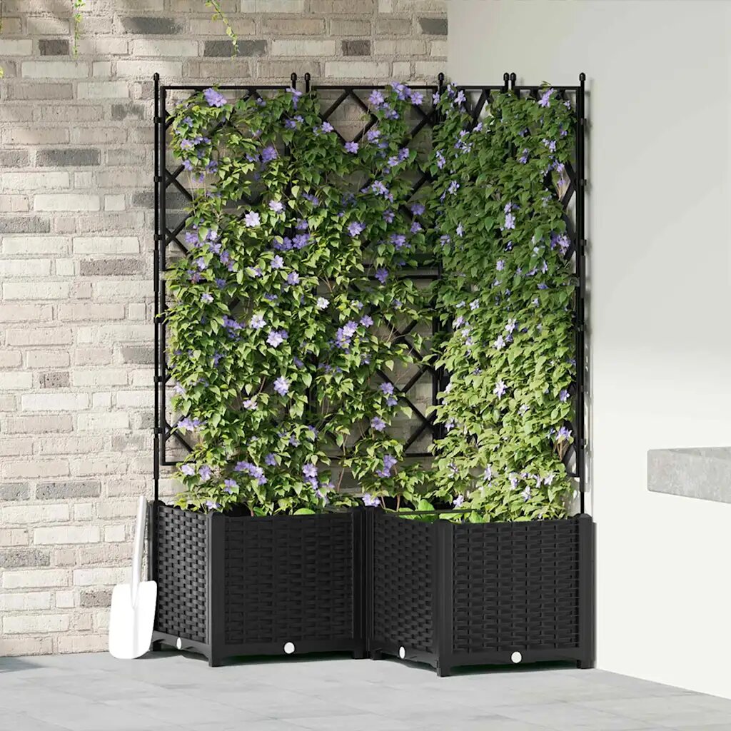 vidaXL Градинска саксия 3 бр. Черно 80 x 80 x 143 см ПП