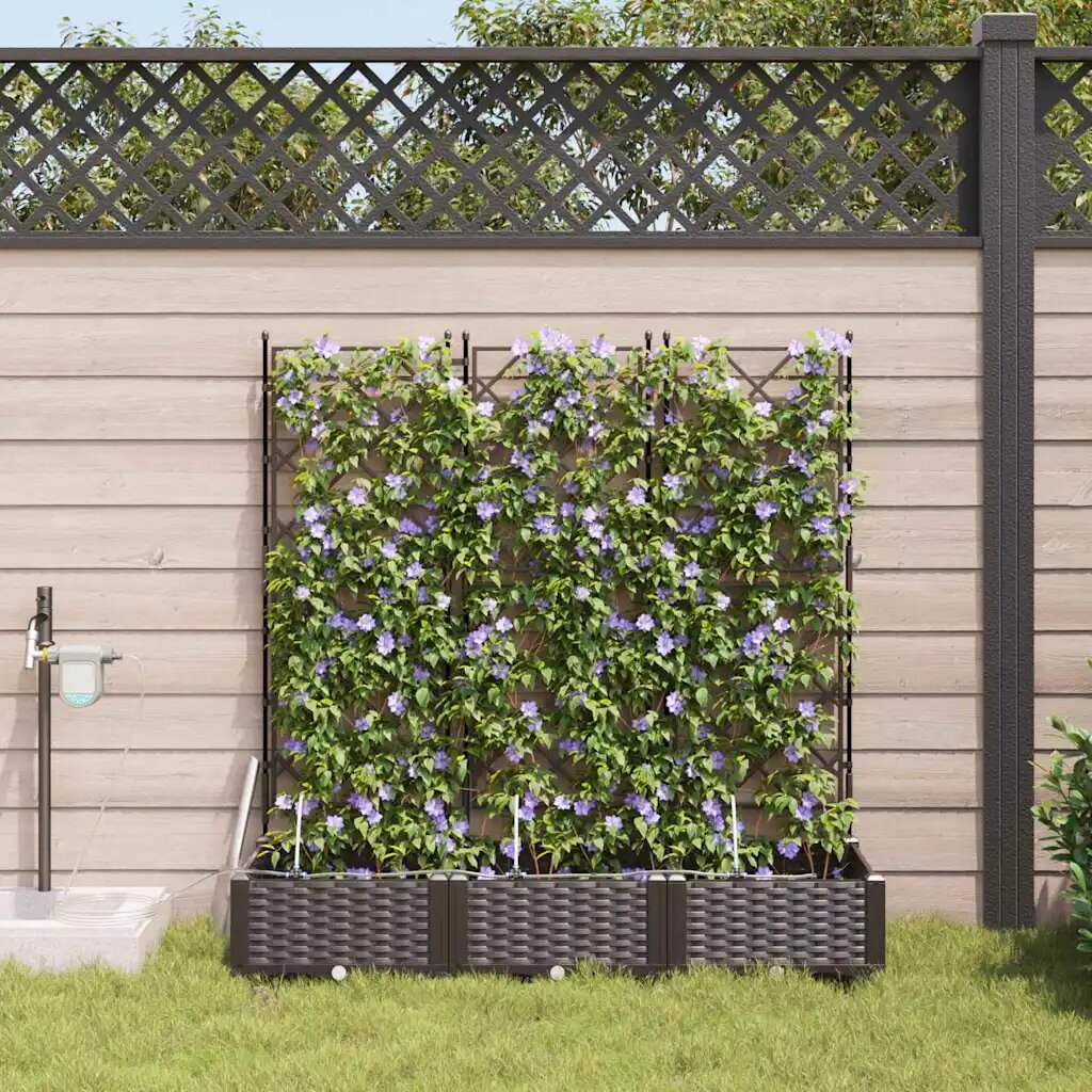 vidaXL Градинска саксия 3 бр. Кафяво 120 x 40 x 126 см ПП